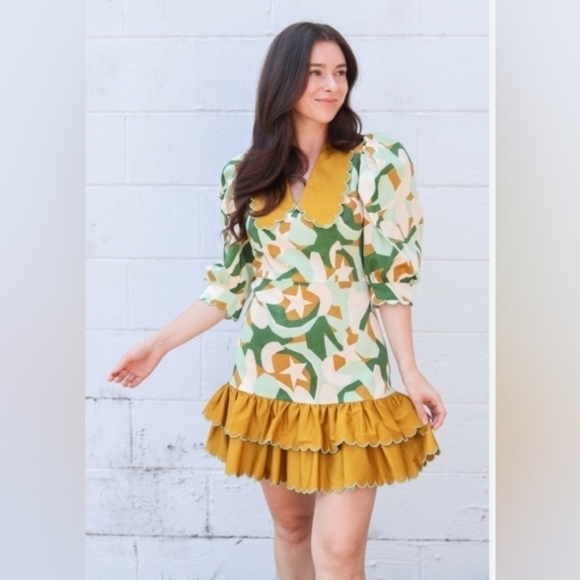 Alden adair Dresses & Skirts - Alden adair Piper scalloped, ruffled mini dress.